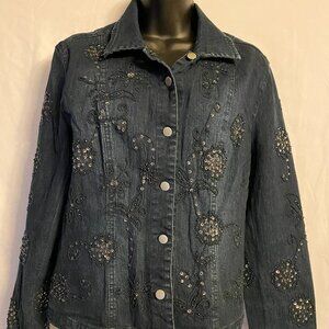 Flashback Womens Denim Blingy Shacket Size M
